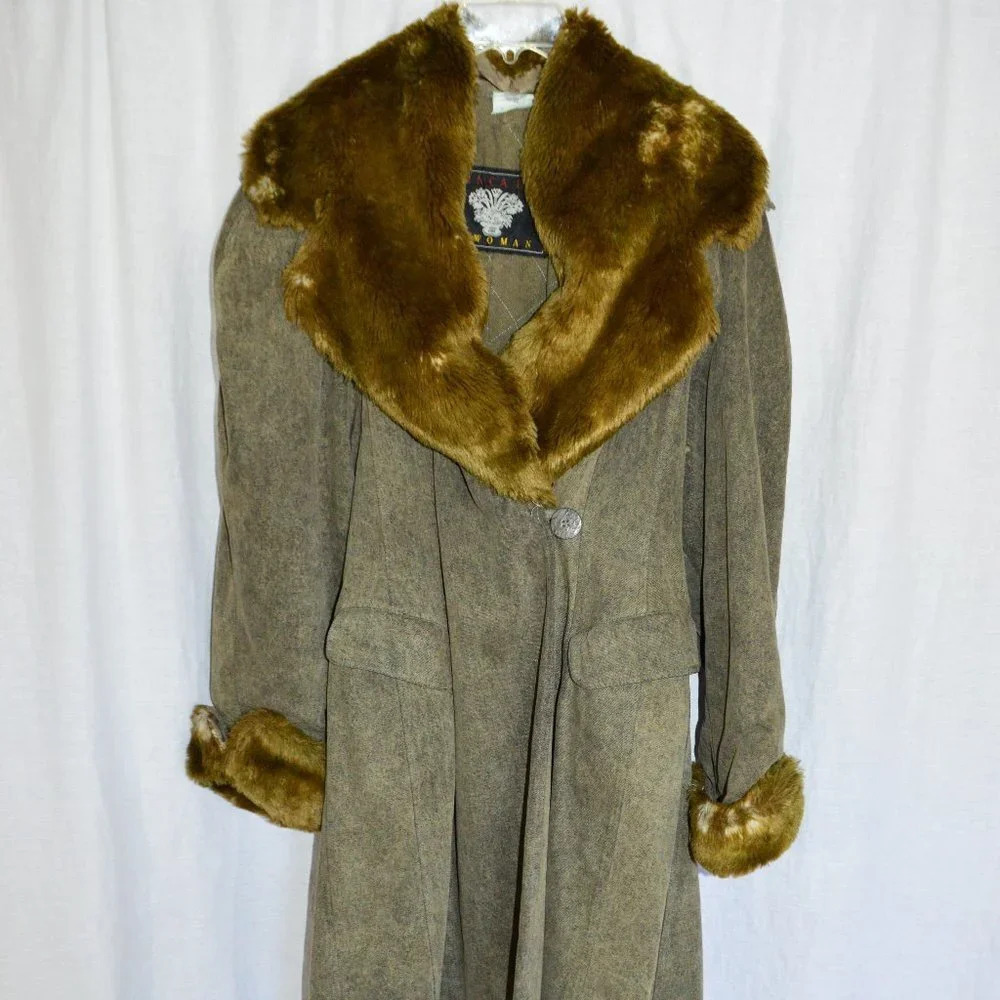PANCALDI J.Woman Brown Cotton Long Jacket Size 8